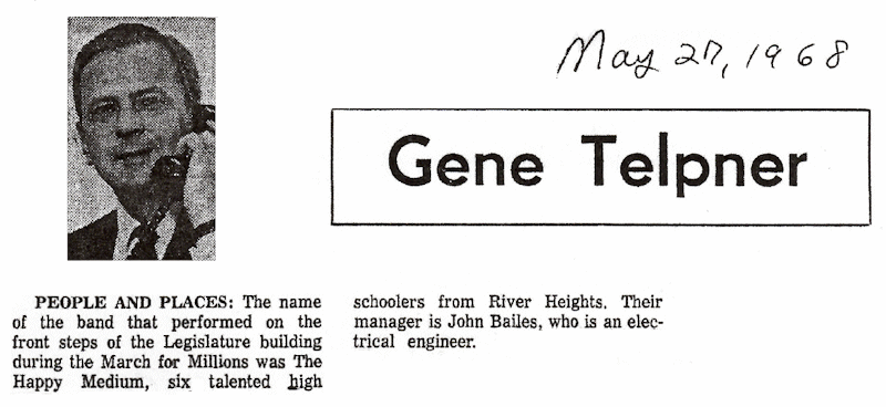 Gene
                              Telpner Column May 27, 1968