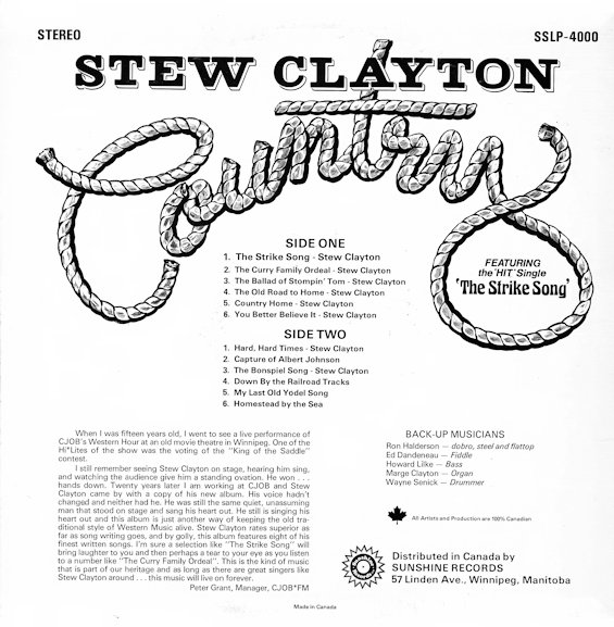 Stew Clayton Album -
                              Back